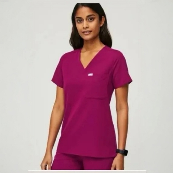 Figs Tops - (Flaw) Figs Dark Magenta Catarina Scrub Top